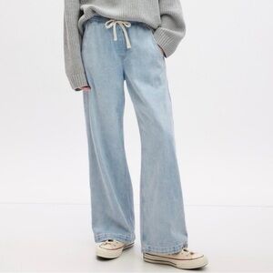 GAP Light Blue Wide-Leg Drawstring Jeans